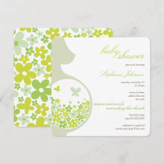 Grossesse et invitation vert de baby shower de