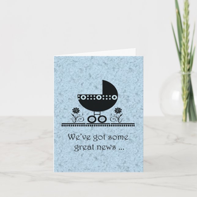 Grossesse Faire-part Bleu Bébé Buggy (Devant)