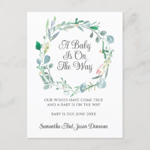 Grossesse Faire-part rose vert fleuri couronne