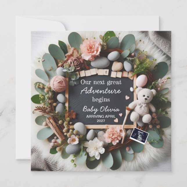 grossesse non sexiste faire-part modifiable (Devant)