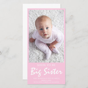 Grossesse photo Big Soeur Faire-part rose