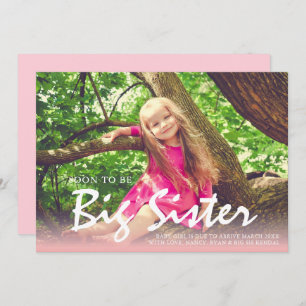 Grossesse photo Big Soeur Faire-part rose