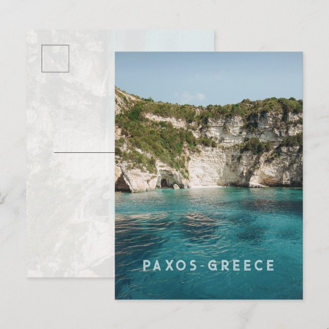 Grotes Bleus de Paxos Grèce carte postale photo (Devant / Derrière)