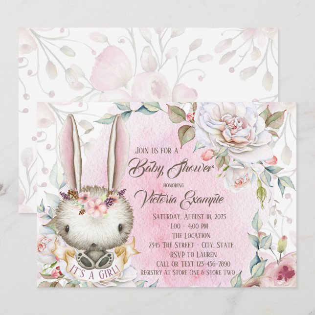 Grotte lapin lapin lapin bébé douche Invitations (Devant / Derrière)