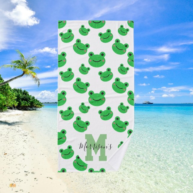 Grotte motif monogramme faune Plage (Frog pattern monogram wildlife Beach Towel)