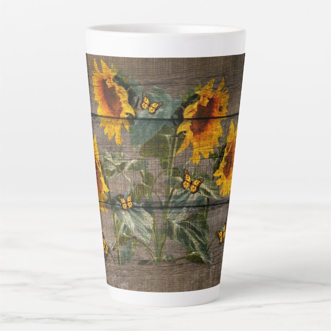 Grotte rustique Tournesol Latte Mug (Devant)