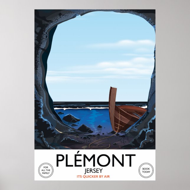 Grottes de Plémont, Jersey affiche de voyage vinta (Devant)