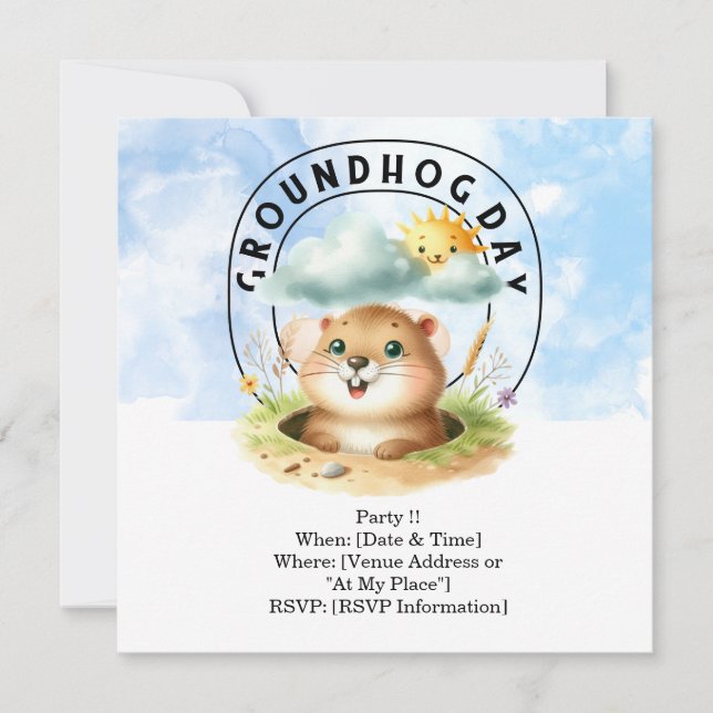 Groundhog Day Invitation Card - Célébrez avec Amus (Devant)
