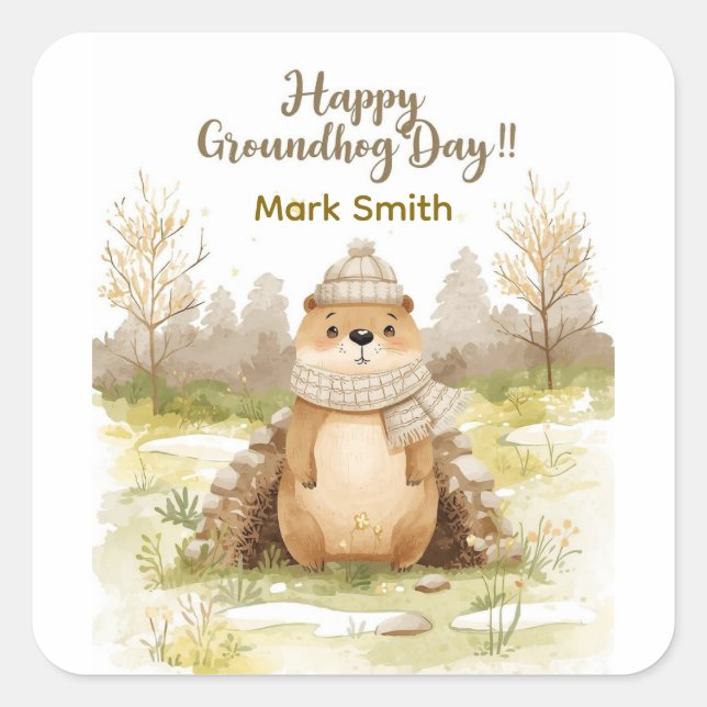Groundhog Day Watercolor Stickers | Cute Classroom (Devant)