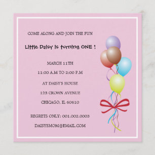 Groupe de ballons - invitations roses