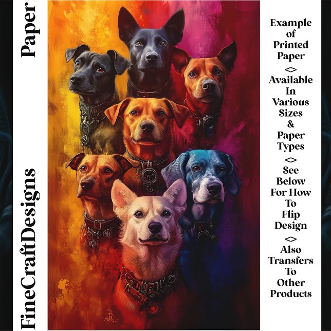 Groupe de chiens, fond vibrant papier craft CT6 (Créateur téléchargé)