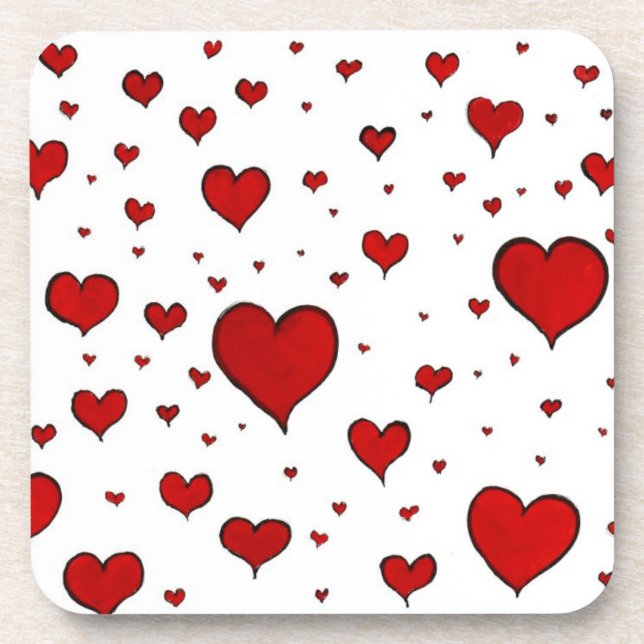 Groupe de Red Hearts Cork Dessous de verre (Devant)