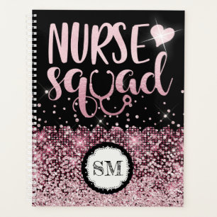Groupe infirmière parties scintillant rose monogr