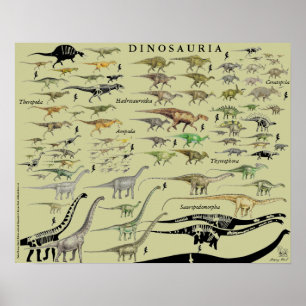 Groupes de dinosaures Échelle Poster Graphique Gre