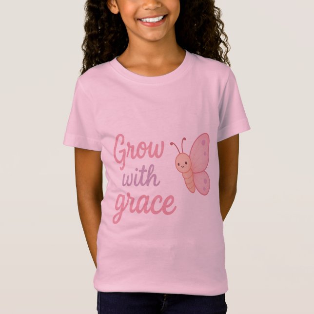 Grow With Grace Butterfly T-Shirt for Girls – Cute (Devant)