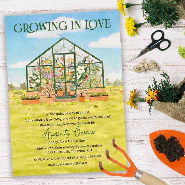 Growing in Love Greenhouse Baby Shower Invitation (Créateur téléchargé)