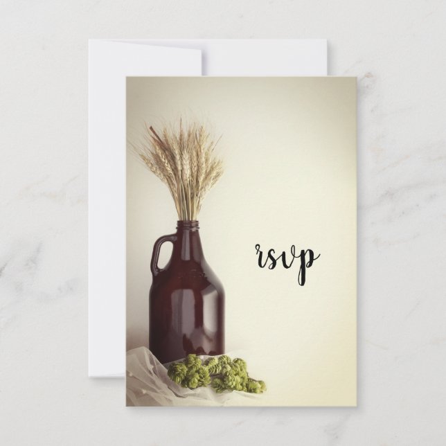 Growler, houblon et blé Brewery Wedding RSVP (Devant)