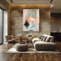 Grue blanche serene dans Zen Reeds Art Poster