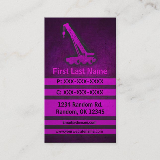Grue rose grunge cartes de visite personnalisés (Devant)