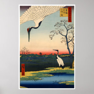 Grues Art Oiseau Japonais Impression Vintage Drago