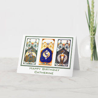 Grues et carte de joyeux anniversaire de carpe