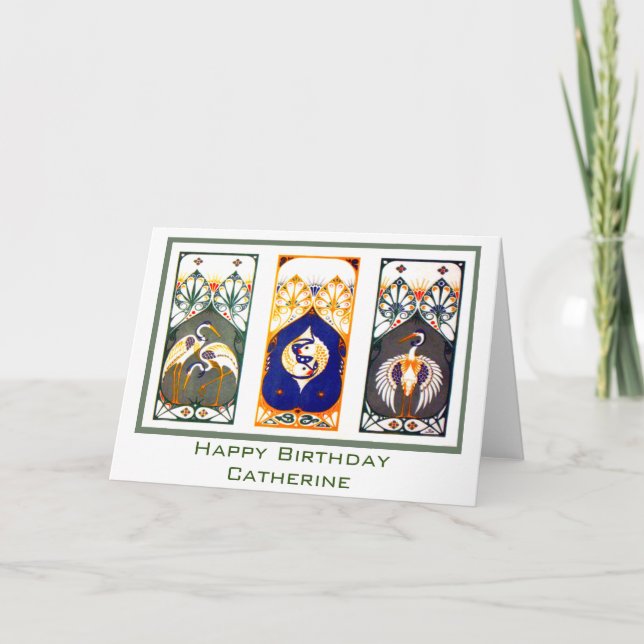 Grues et carte de joyeux anniversaire de carpe (Devant)