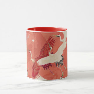 Grues japonaises Rouge Kimono Mug à deux tons