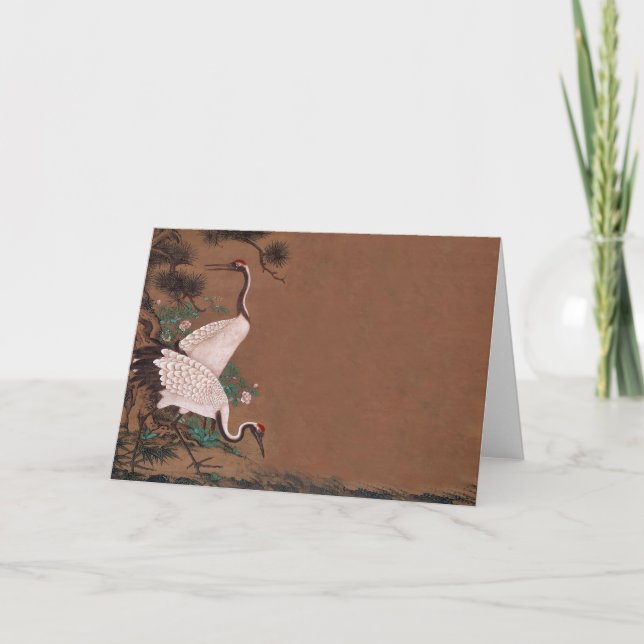 Grues japonaises vintages épousant des invitations (Devant)