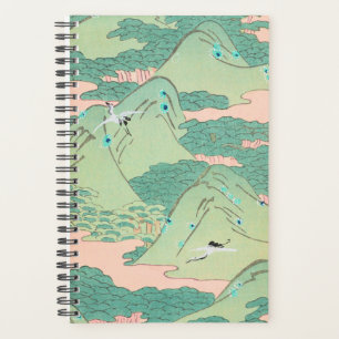 Grues sur les montagnes Vintage Motif japonais