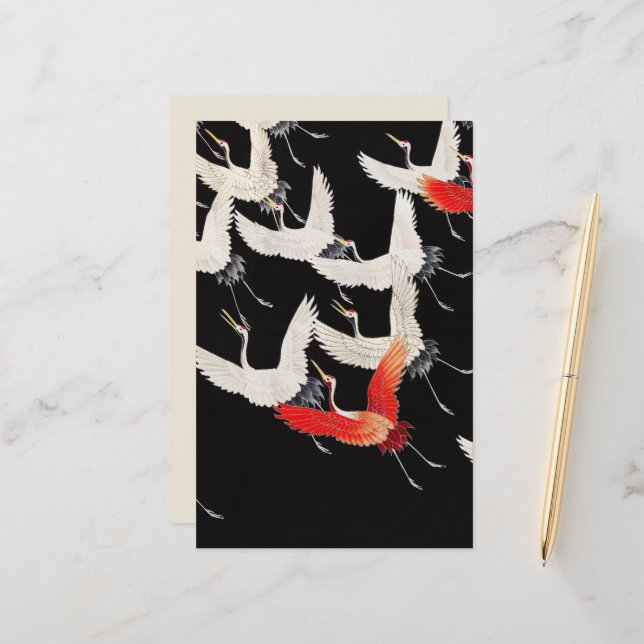 Grues volantes : Japonais Bird Kimono Art (Devant/Arrière en situation)