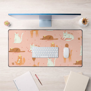 Grumpy Birthday Cats Desk Mat