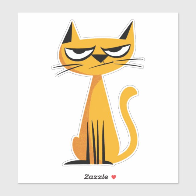 Grumpy Cartoon Cat Sticker (Feuille)