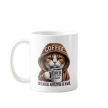 Grumpy Cat Coffee Mug - 'Adulte Est Dur' Sarcast