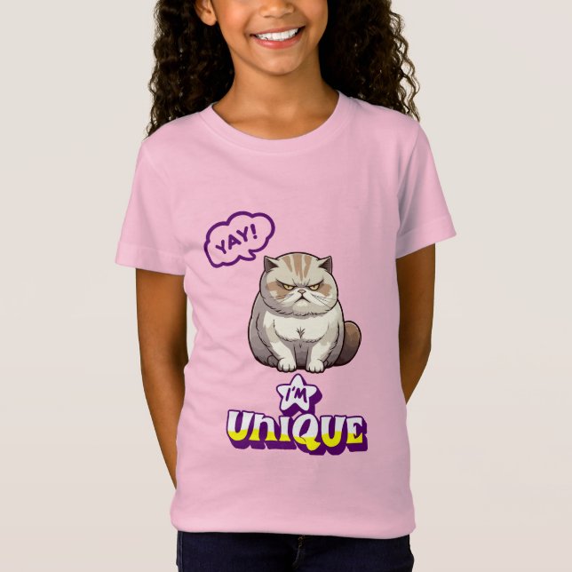 Grumpy Cat "YAY! I'm Unique" Funny Kids T-Shirt (Devant)