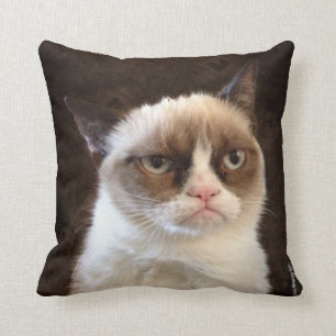 Grumpy Chat Coussin Brown