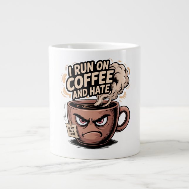 Grumpy Coffee Mug - Je cours sur le café et la hai (Devant)