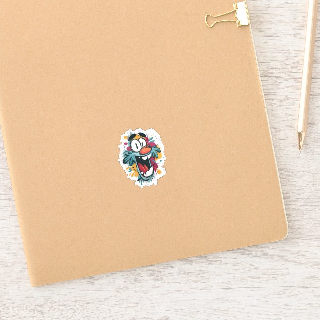 Grumpy Cute Monster Sticker – Quirky Cartoon Face (Carnet de notes)