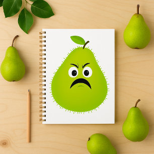 Grumpy Fuzzy Pear Visage Fruit drôle Caractère