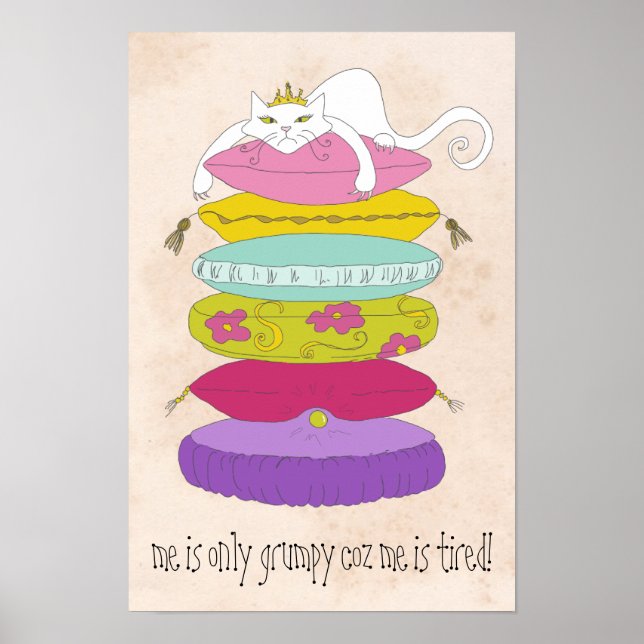 Grumpy princess cat et des affiches colorées de po (Devant)