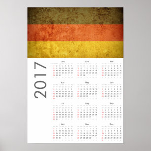 Grunge Allemagne Drapeau Calendrier 2017 Poster