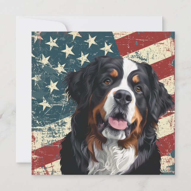 Grunge American Flag Bernese Mountain Dog (Devant)