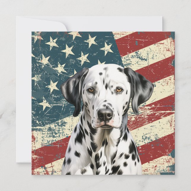 Grunge American Flag Dalmatian Flat Card (Devant)