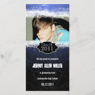Grunge Blue Black Carte photo de graduation