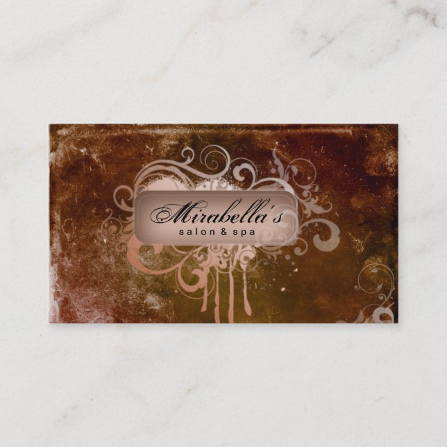 Grunge Carte de visite Flower Salon Spa Brown (Devant)