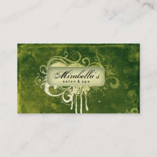 Grunge Carte de visite Flower Salon Spa vert 