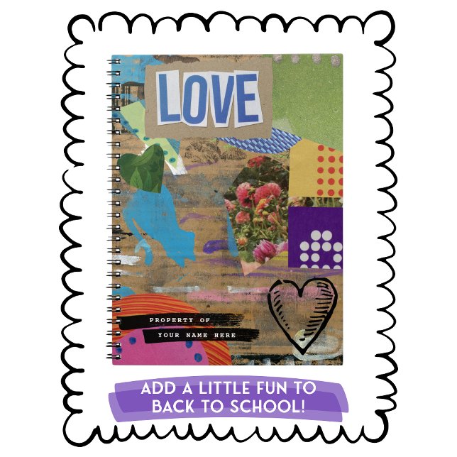 Grunge Collage Creative Custom Carnet (This fun collage notebook is perfect for the creative, budding artist. And you can customize it!)