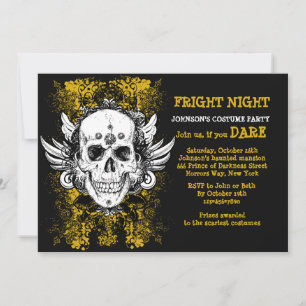 Grunge Crâne Fright Night Black Invitation