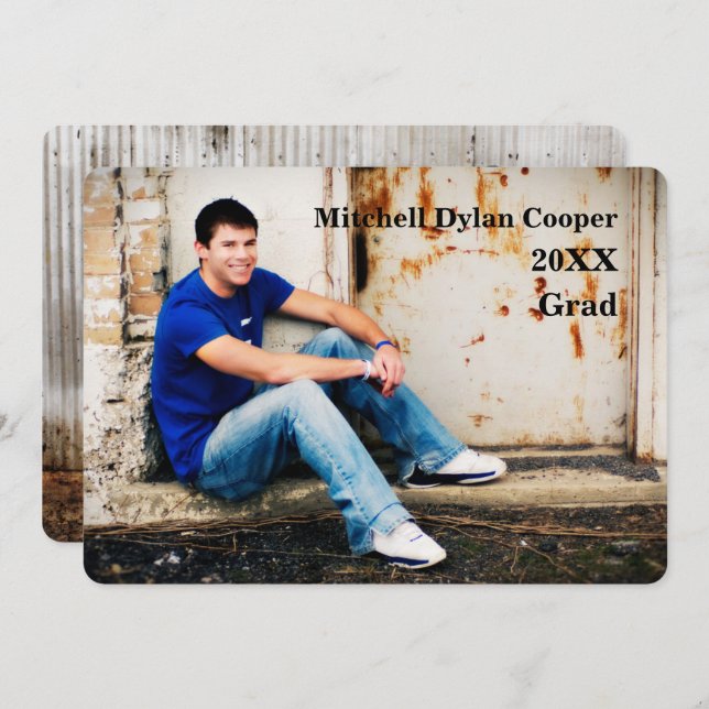 Grunge décontractée - faire-part d'obtention du (Devant / Derrière)