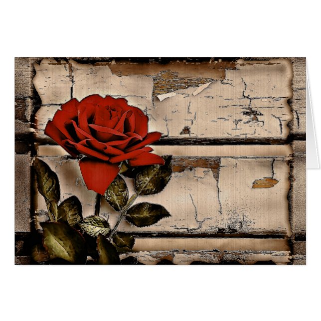 Grunge Distressed Barne Bois Rustique Rose rouge (Devant horizontal)