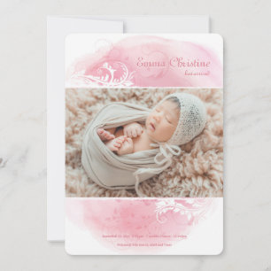 Grunge Floral Photo Faire-part de naissance